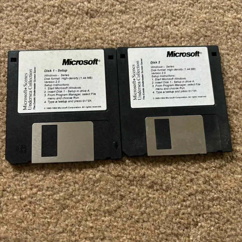 Microsoft Scenes Undersea Collection Setup Disks 1993-1994 *2 Disks*